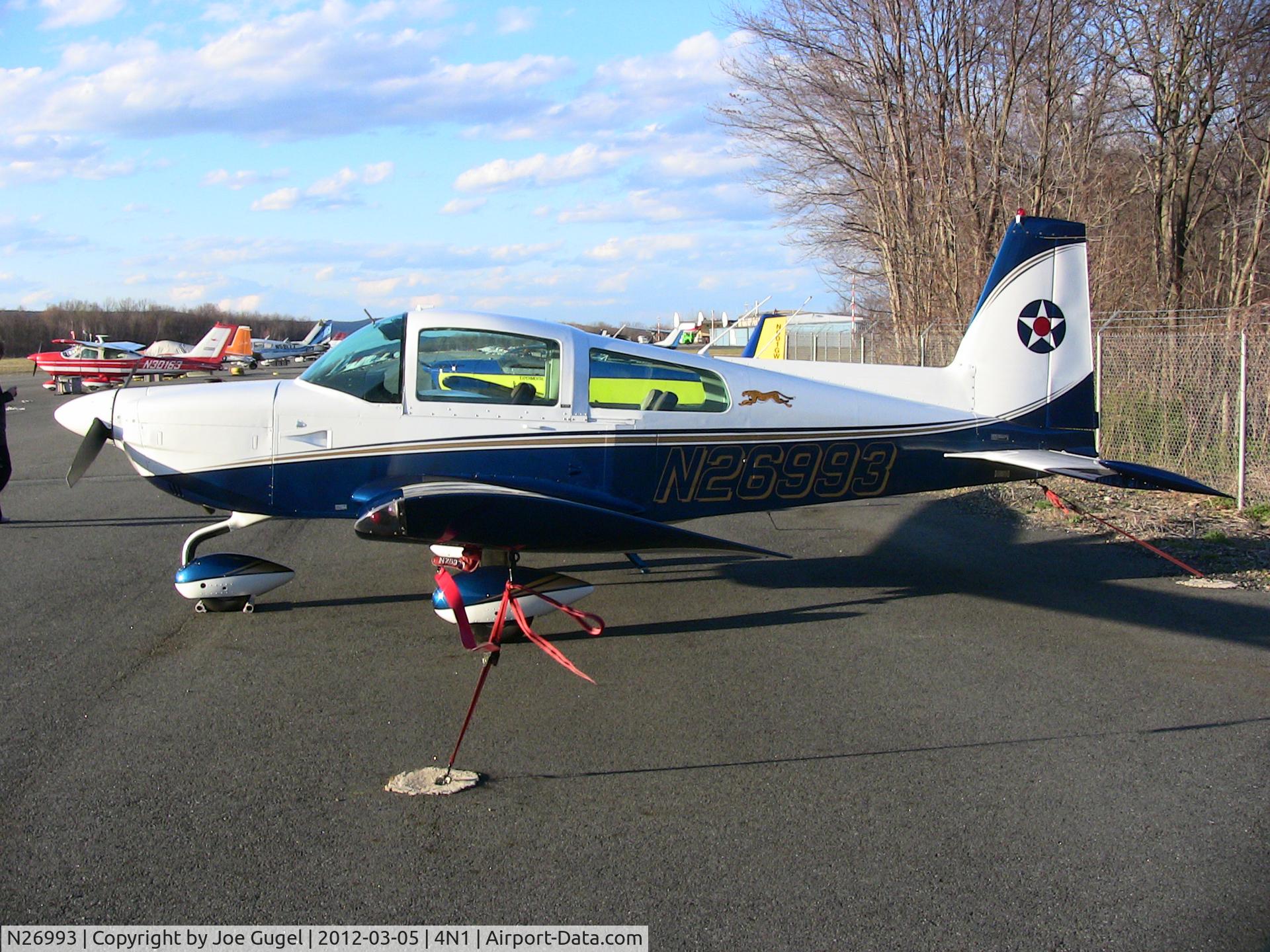 N26993, 1979 Gulfstream American AA-5A Cheetah C/N AA5A-0866, N26993 out of the paint shop, Jim Russell Aircraft Refinishing