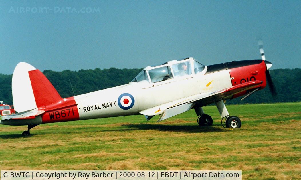 G-BWTG, 1950 De Havilland DHC-1 Chipmunk T.10 C/N C1/0119, DHC-1 Chipmunk T.22 [C1/0119] Schaffen-Diest~OO 12/08/2000. Wearing former military marks.