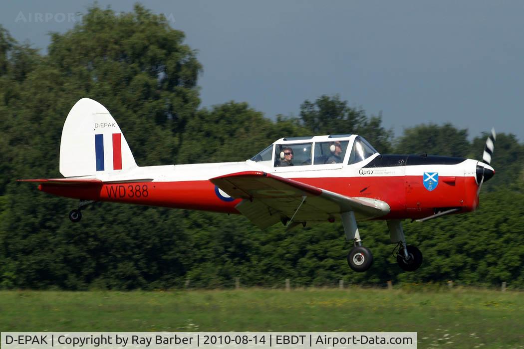 D-EPAK, 1951 De Havilland DHC-1 Chipmunk T.10 C/N C1/0328, DHC-1 Chipmunk 22 [C1/0328] Schaffen-Diest~OO 14/08/2010. Also wearing former military marks.