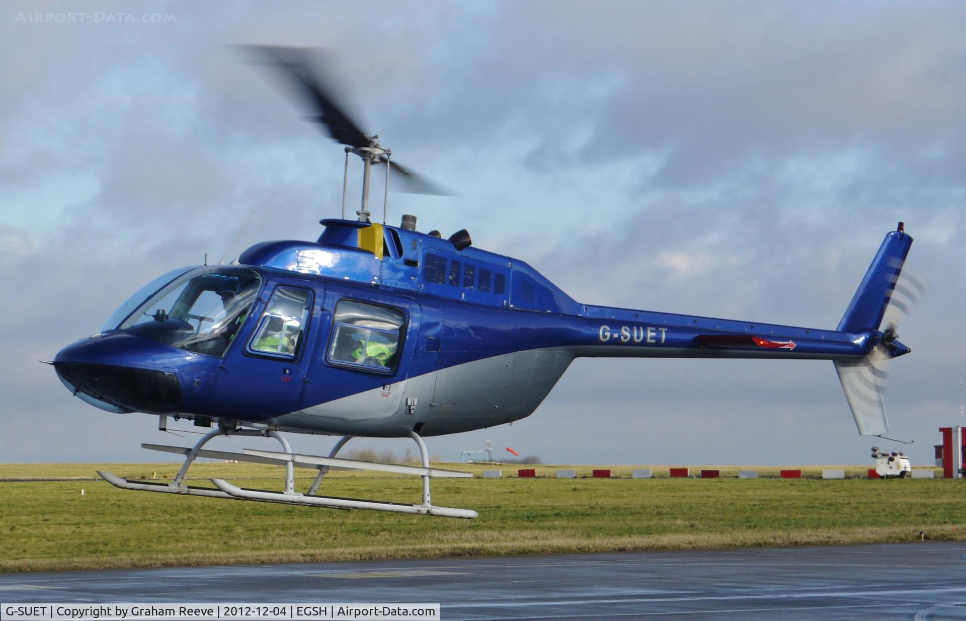 G-SUET, 1968 Bell 206B JetRanger II C/N 314, About to touch down.