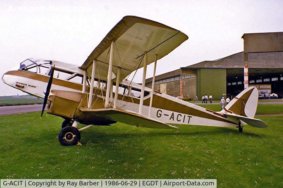 G-ACIT, 1933 De Havilland DH-84 Dragon 1 C/N 6039, De Havilland DH.84 Dragon 1 [6039] Wroughton~G 29/06/1986