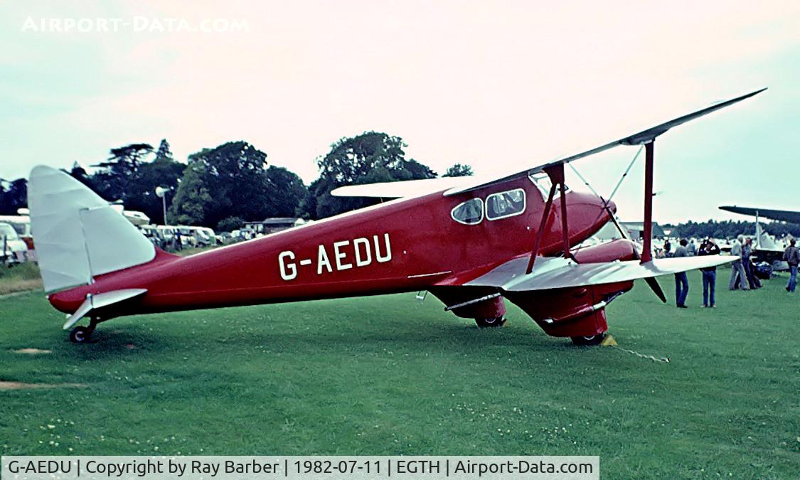 G-AEDU, 1937 De Havilland DH-90A Dragonfly C/N 7526, De Havilland DH.90 Dragonfly [7526] Old Warden~G 11/07/1982. Image taken from a slide.