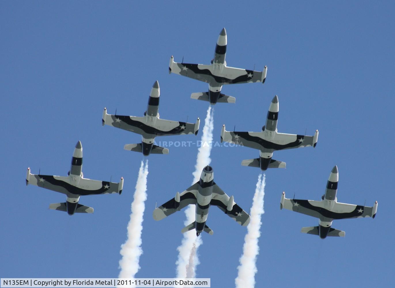 N135EM, Aero L-39ZA Albatros C/N 232406, In 2011, these guys were still known as the Heavy Metal Jet Team before the name change to Black Diamond Jet Team - performing over Cocoa Beach