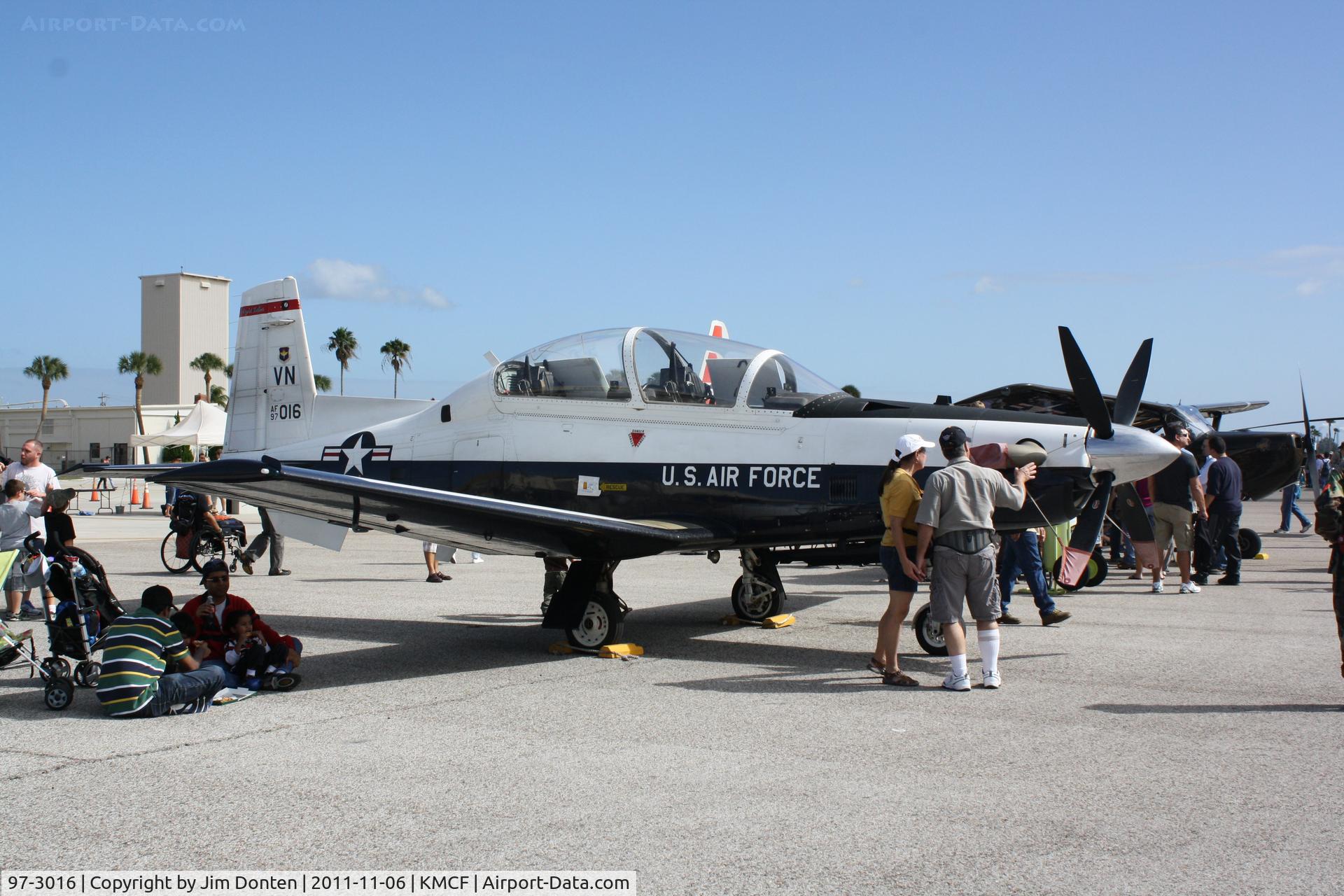 97-3016, 1997 Raytheon T-6A Texan II C/N PT-20, T-6 Texan II (97-3016) from the  8th Flying Training Squadron at Vance Air Force Base on display at MacDill Air Fest