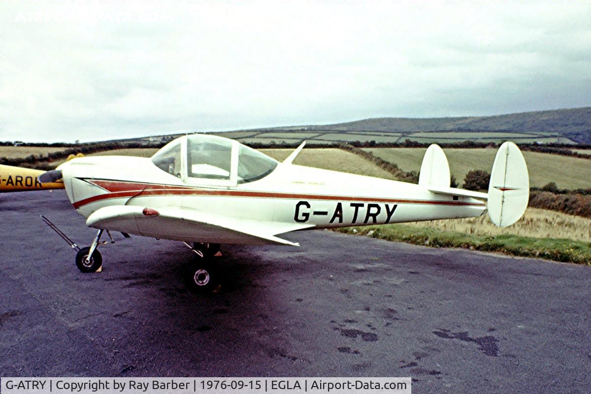 G-ATRY, 1966 Alon A-2 Aircoupe C/N A-140, Alon A-2 Aircoupe [A-140] Bodmin~G 15/09/1976. Image taken from a slide.