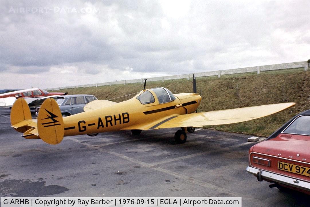 G-ARHB, 1960 Forney F-1A Aircoupe C/N 5733, Forney F-1A Aircoupe [5733] Bodmin~G 15/09/1976. Image taken from a slide.