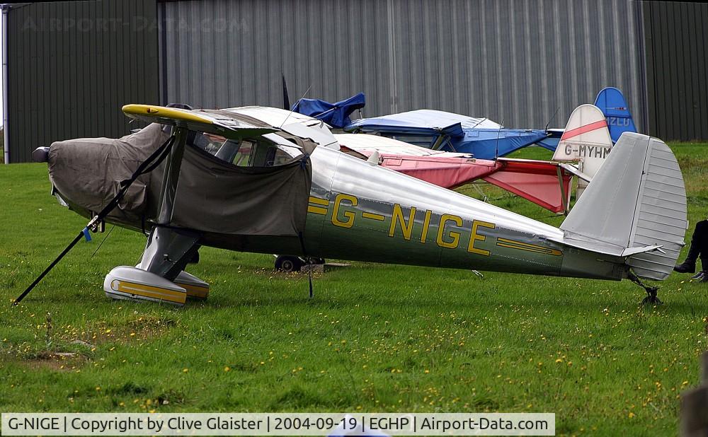 G-NIGE, 1946 Luscombe 8E Silvaire C/N 3525, Ex: NC72098 > N72098 > G-BSHG > G-NIGE - Originally owned in private hands in May 1990 as G-BSHG and currently with, Gardan Party Ltd since October 1996 as G-NIGE.