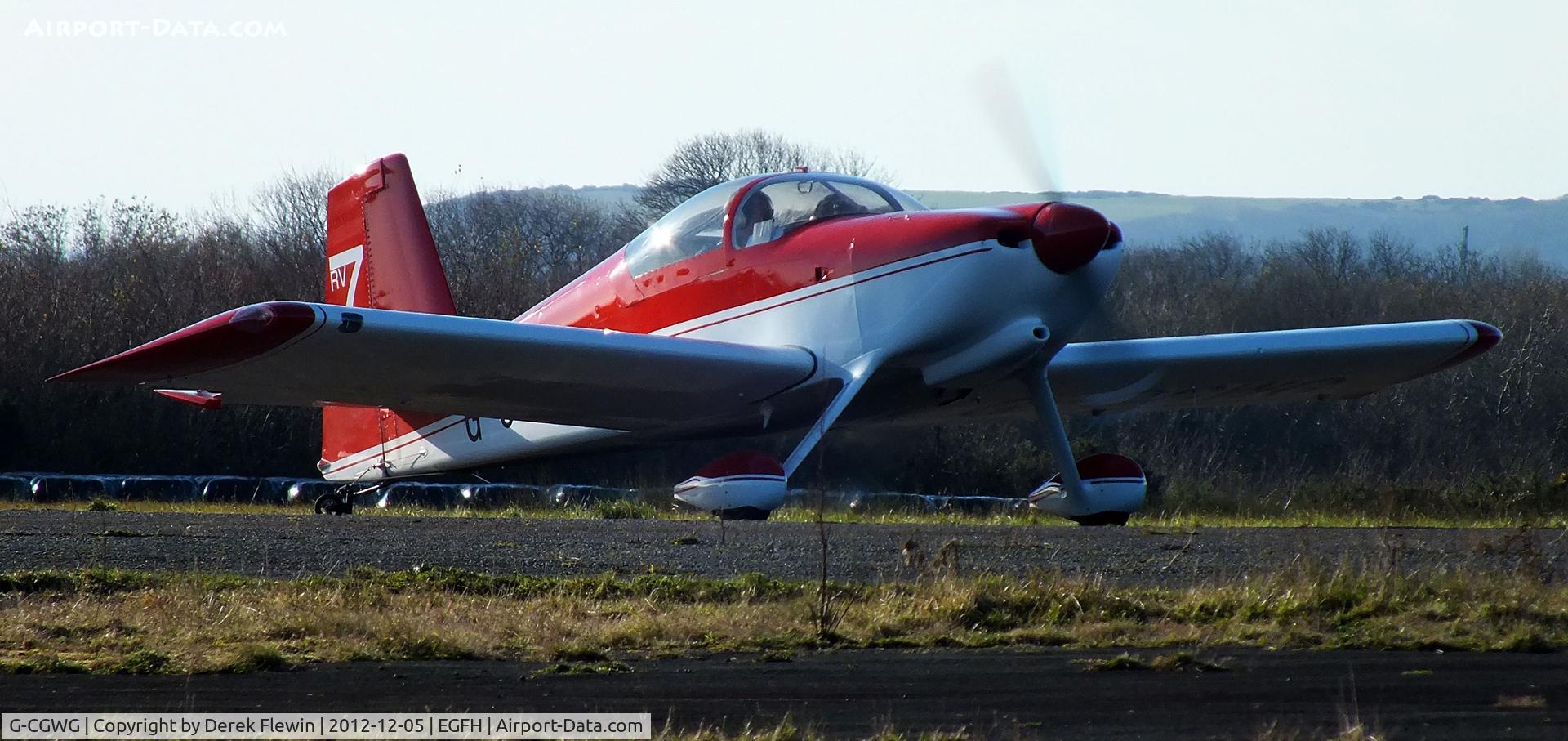 G-CGWG, 2011 Vans RV-7 C/N PFA 323-14486, Prior taking off on Runway 04 at EGFH.