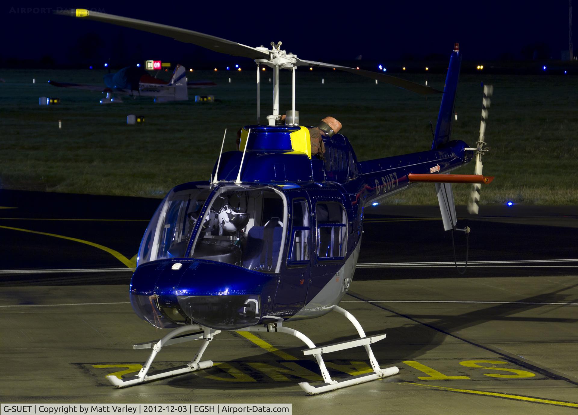 G-SUET, 1968 Bell 206B JetRanger II C/N 314, Sat on stand at SaxonAir.