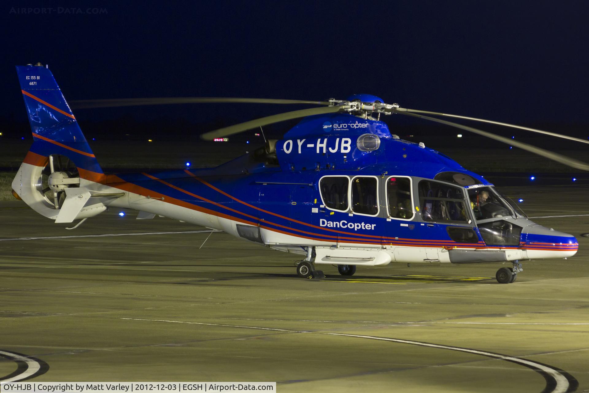 OY-HJB, 2009 Eurocopter EC-155B-1 C/N 6871, Sat on stand at SaxonAir.
