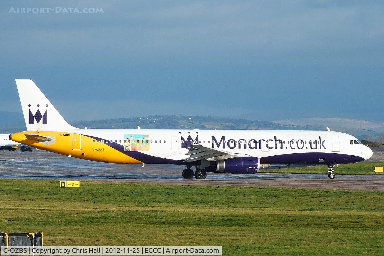 G-OZBS, 2001 Airbus A321-231 C/N 1428, Featuring a design made by an airline employee's child, it represents the city of Munich, which is a new destination from Manchester for Monarch.