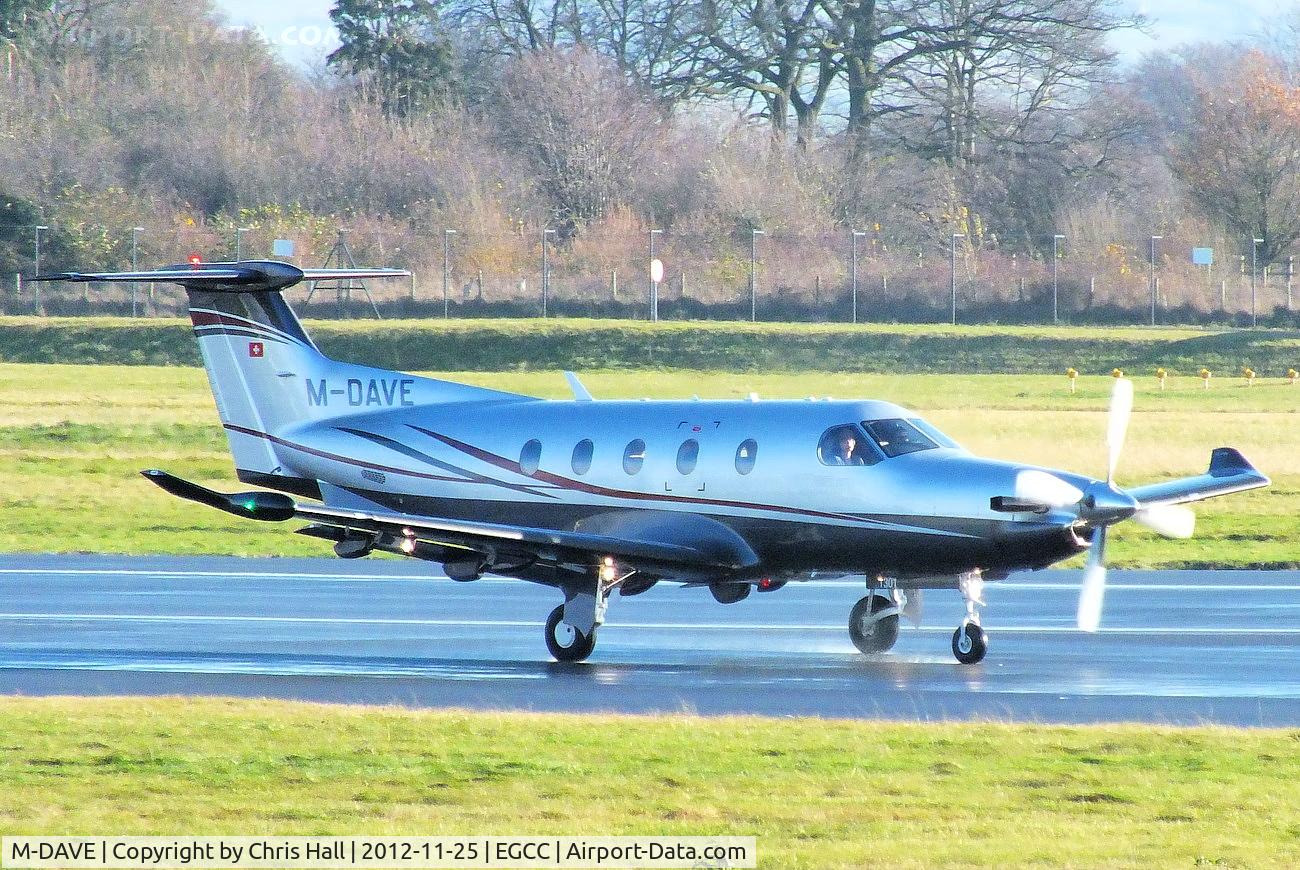 M-DAVE, 2011 Pilatus PC-12/47E C/N 1301, Manx registered PC-12 arriving at Manchester
