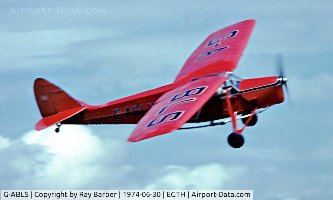 G-ABLS, 1931 De Havilland DH.80A Puss Moth C/N 2164, De Havilland DH.80A Puss Moth [2164] Old Warden~G 30/06/1974. Seen in earlier colour scheme. Image taken from a slide.