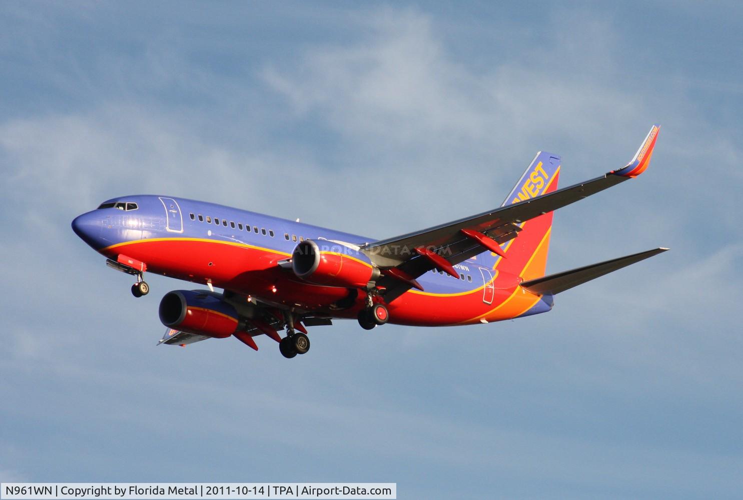 N961WN, 2011 Boeing 737-7H4 C/N 36962, Southwest 737