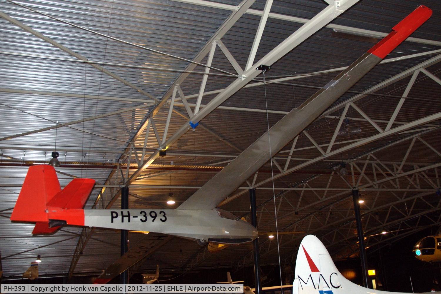 PH-393, Schleicher Ka-8B C/N 8768, Schleicher K8B glider hanging in the Aviodrome avaition museum in Lelystad, the Netherlands.