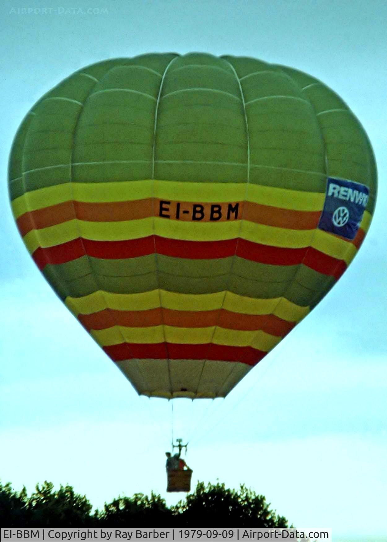 EI-BBM, 1976 Cameron Balloons O-65 C/N 195, Cameron O-65 HAFB [195] Ashton Court~G 09/09/1979. Image taken from a slide.