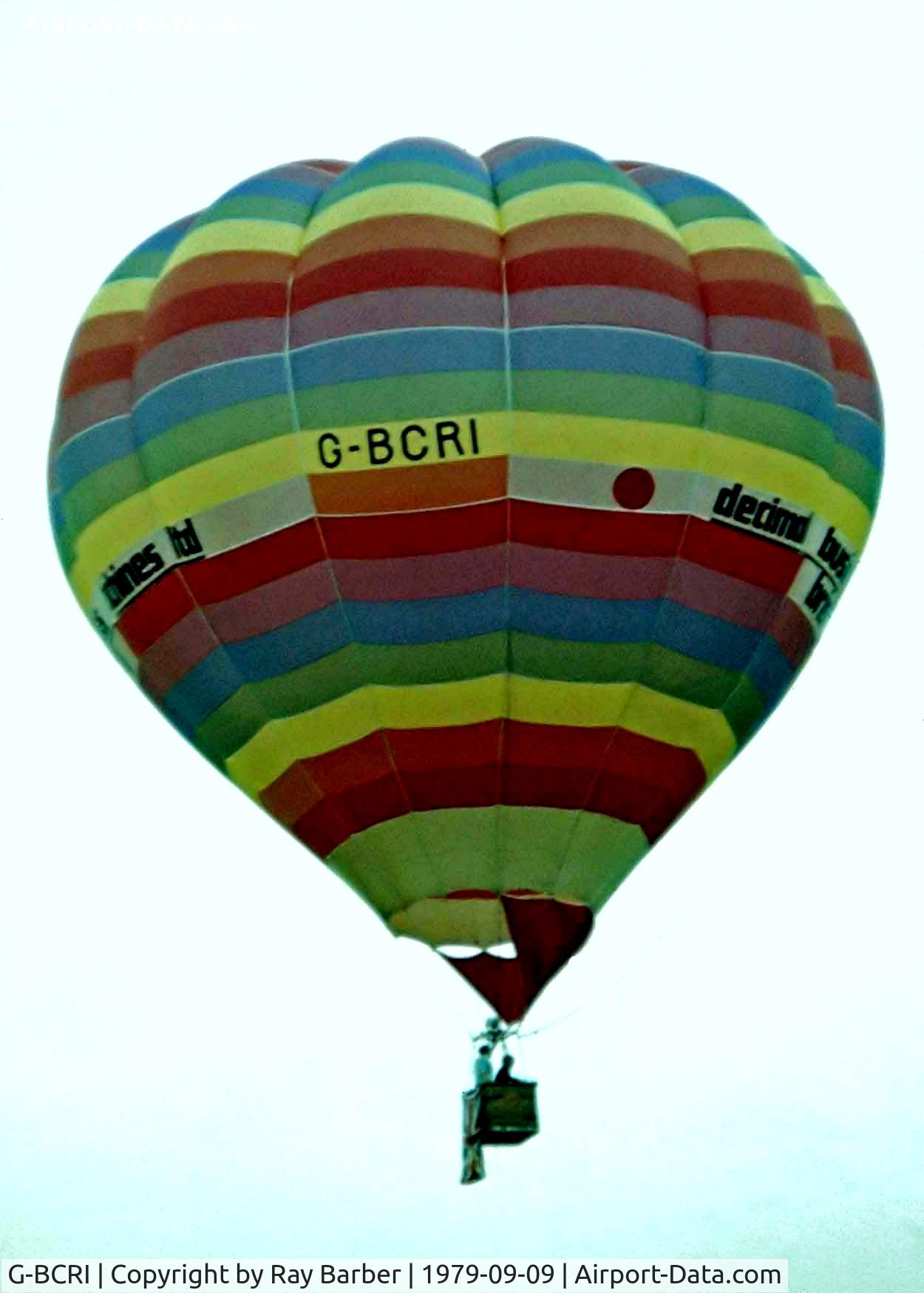 G-BCRI, 1974 Cameron Balloons O-65 C/N 135, Cameron O-65 HAFB [135] Ashton Court~G 09/09/1979. Image taken from a slide.