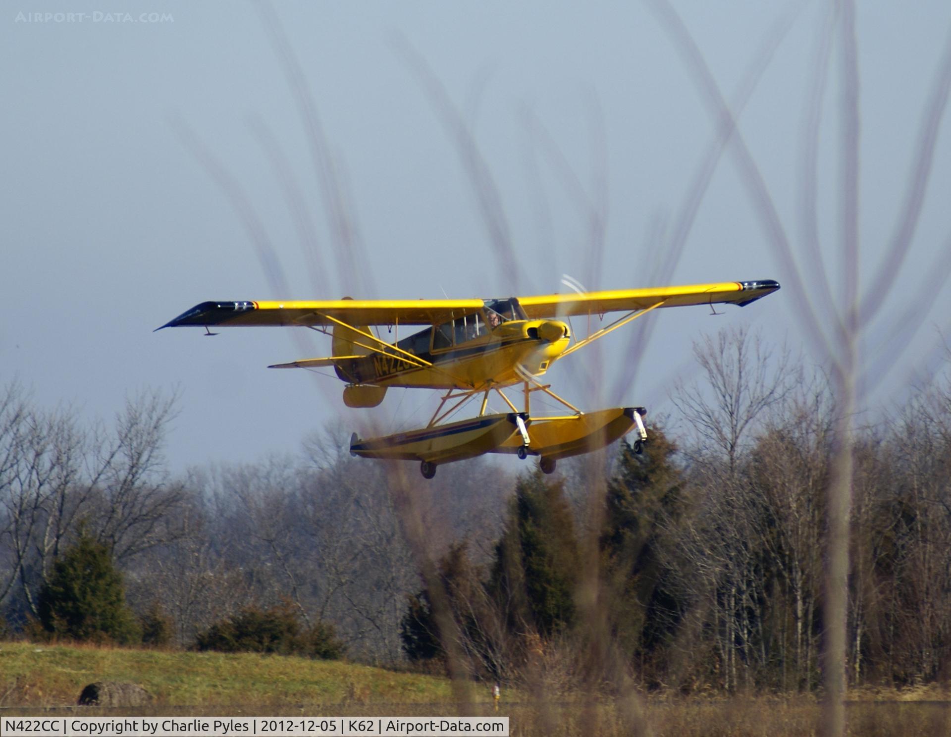 N422CC, 2001 Aviat A-1B Husky C/N 2170, Here we see the Husky making a T & G at K62 airport on our water runway (just joking :) ) He just flew in, did a T & G and wandeed off to the Northwest toward CVG. We don't have a water runway.