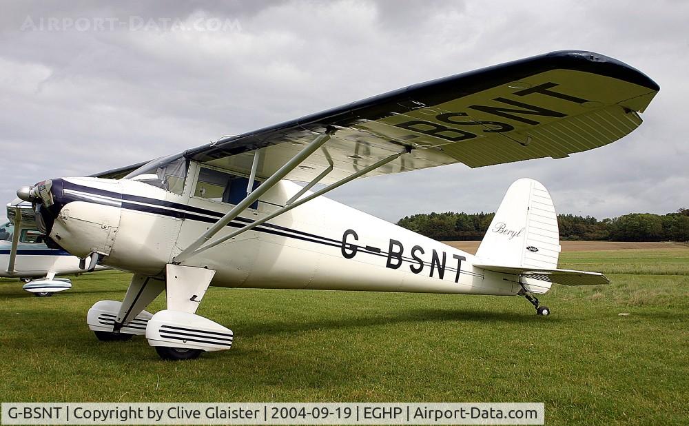 G-BSNT, 1941 Luscombe 8A Silvaire C/N 1679, Ex: NC37018 > N37018 > G-BSNT - Originally owned in private hands in July 1990 and currently with and a trustee of, Luscombe Quartet since June 2002.