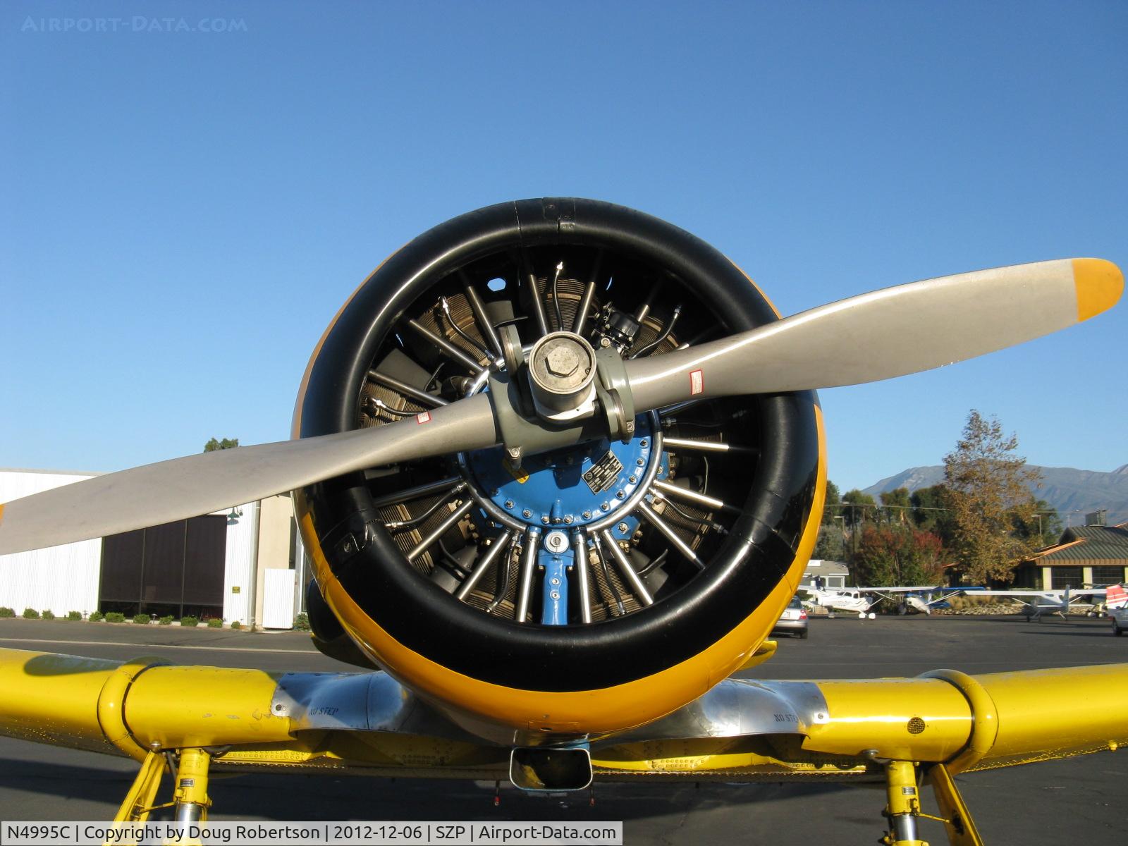 N4995C, 1949 North American T-6G Texan C/N 168-481, 1949 North American T-6G TEXAN 'Thirsty Girl', P&W R-1340 Wasp 600 Hp, 1949 Factory remanufacture, Experimental class, closeup engine and prop