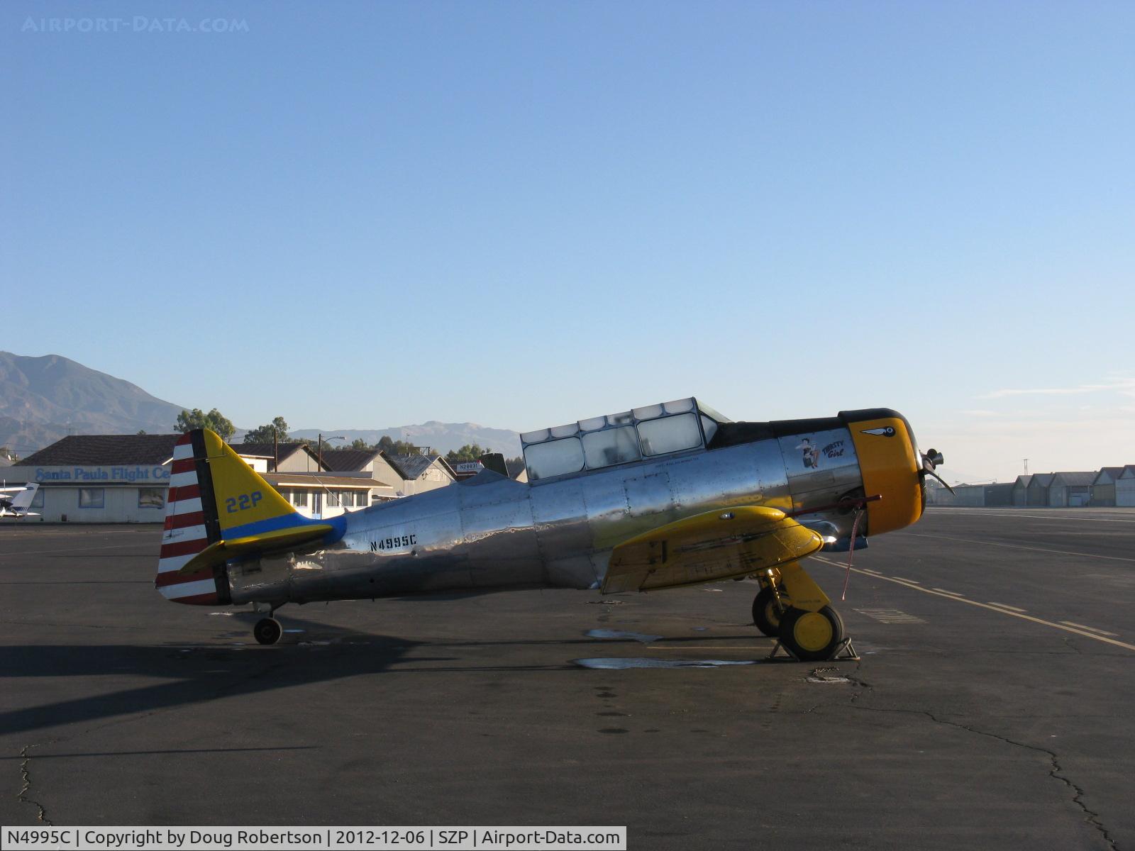 N4995C, 1949 North American T-6G Texan C/N 168-481, 1949 North American T-6G TEXAN 'Thirsty Girl', P&W R-1340 Wasp 600 Hp, 1949 Factory remanufacture, Experimental class