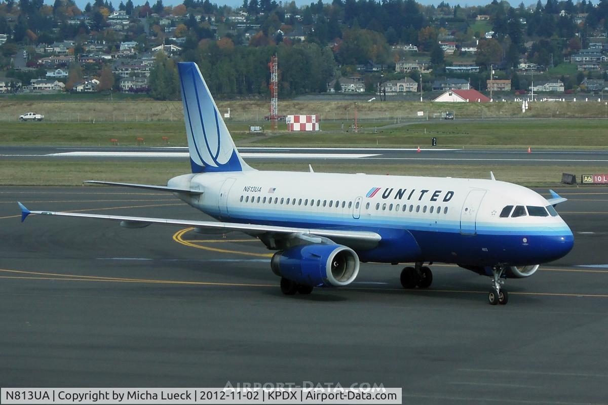 N813UA, 1998 Airbus A319-131 C/N 858, At Portland, OR
