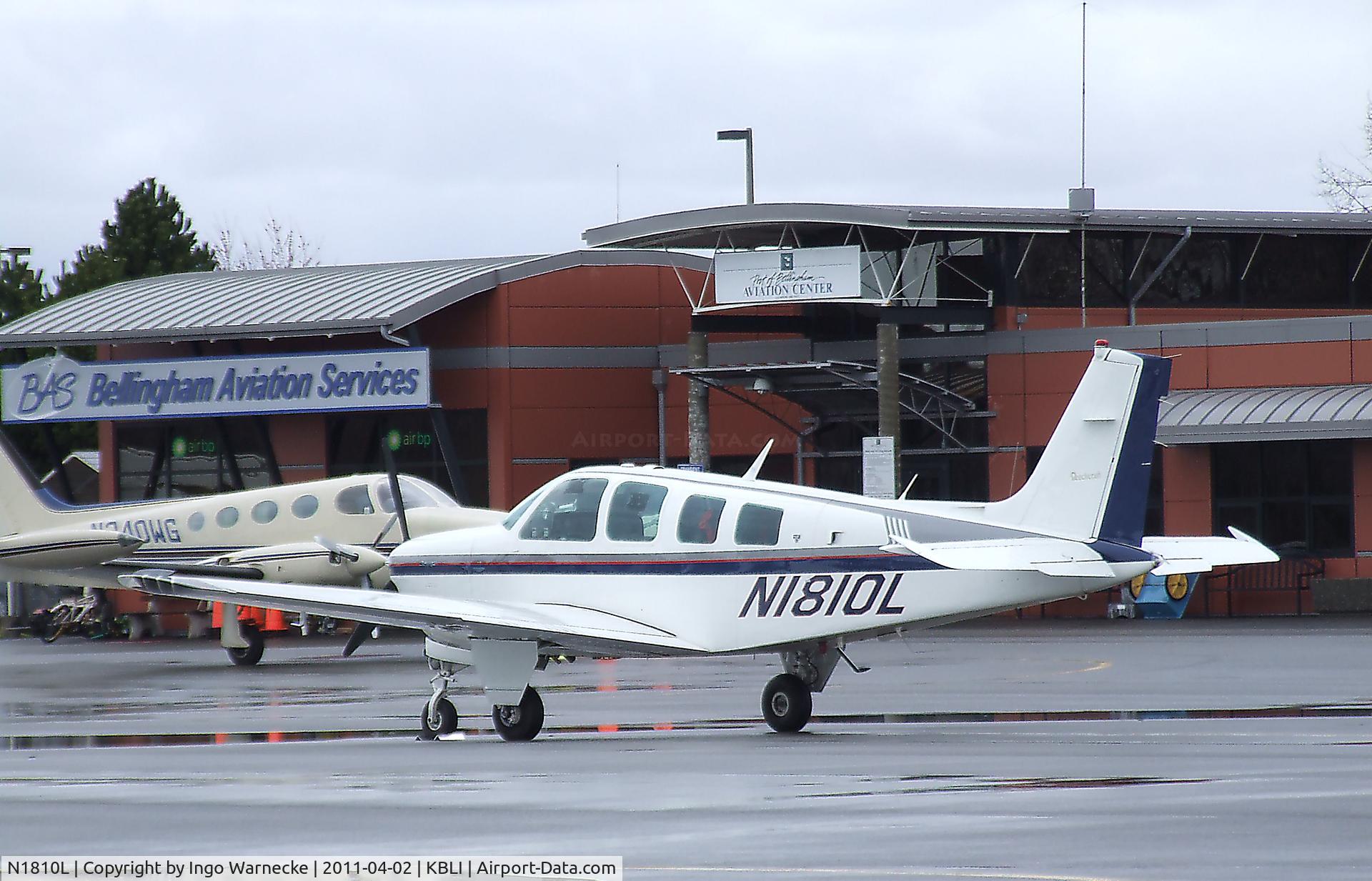 N1810L, 1976 Beech A36 Bonanza 36 C/N E-834, Beechcraft A36 Bonanza 36 at the Bellingham Intl. Airport, Bellingham WA