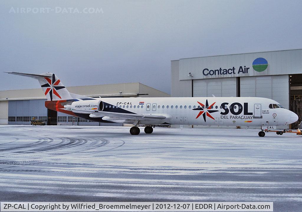 ZP-CAL, 1991 Fokker 100 (F-28-0100) C/N 11341, Aircraft was returned to lessor (Mass Lease B.V.).
Arrived at EDDR/SCN for some maintenance work at OLT Expess (former Contact Air).