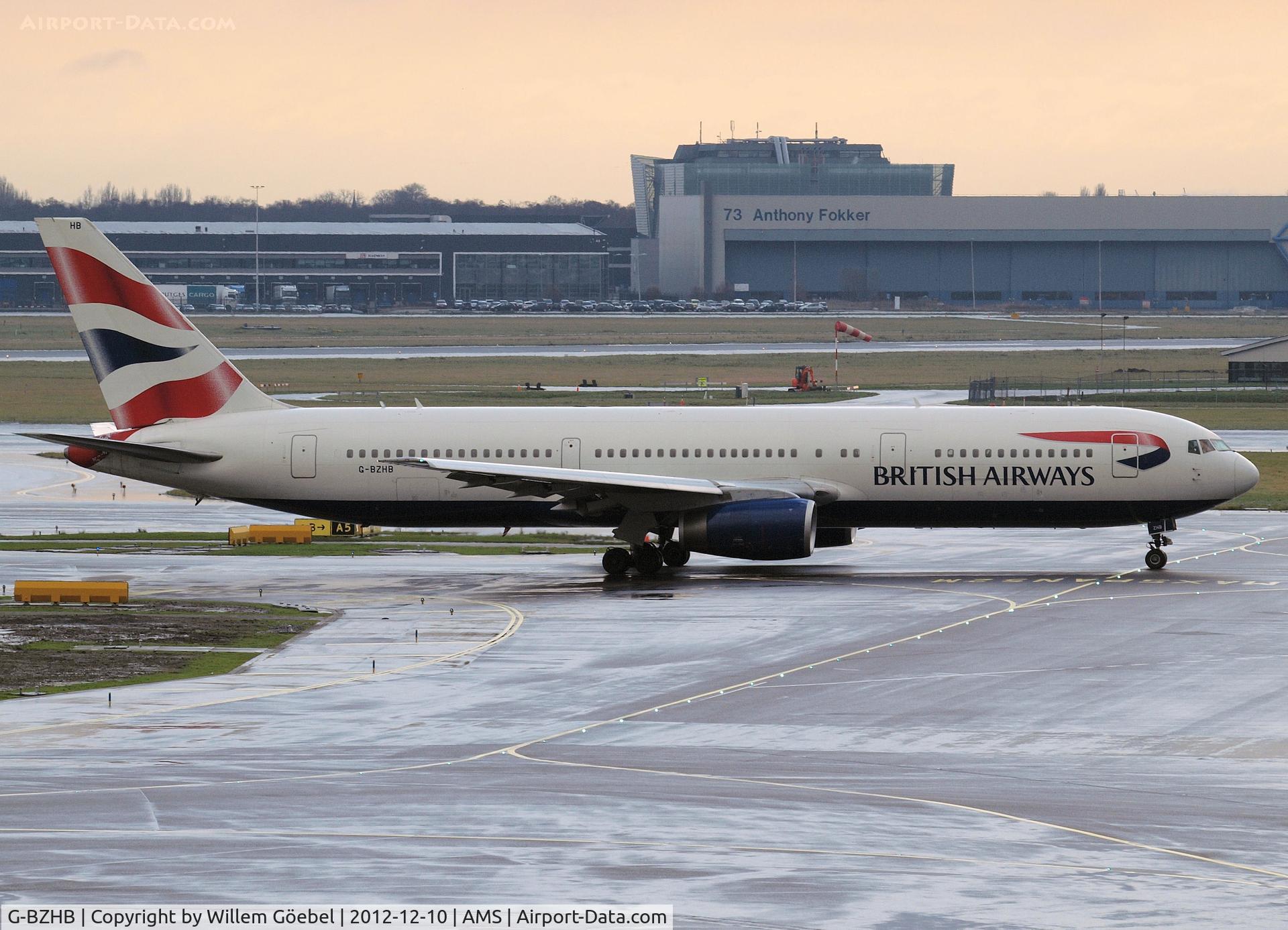 G-BZHB, 1998 Boeing 767-336 C/N 29231, Taxi to runway 09 of Schiphol Airport