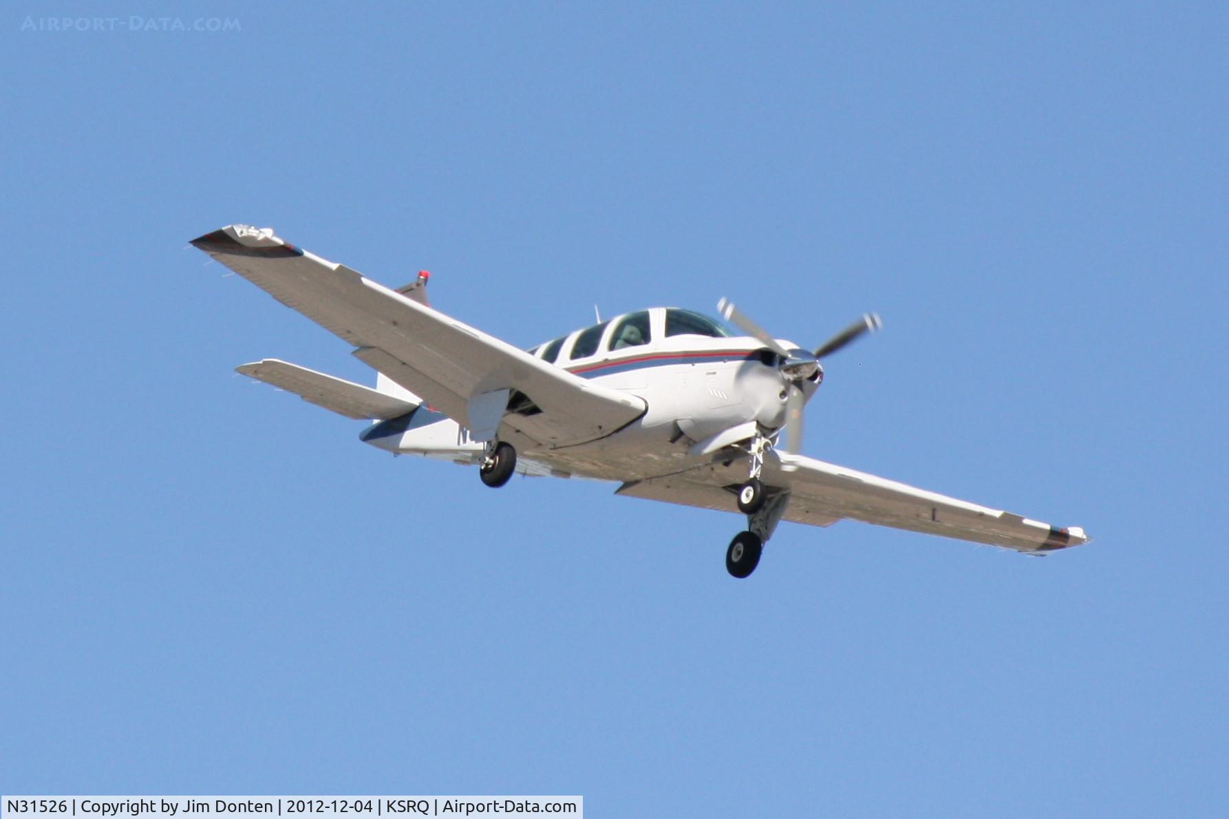 N31526, 1989 Beech A36 Bonanza 36 C/N E-2487, Beechcraft Bonanza (N31526) arrives at Sarasota-Bradenton International Airport following a flight from Tampa International Airport