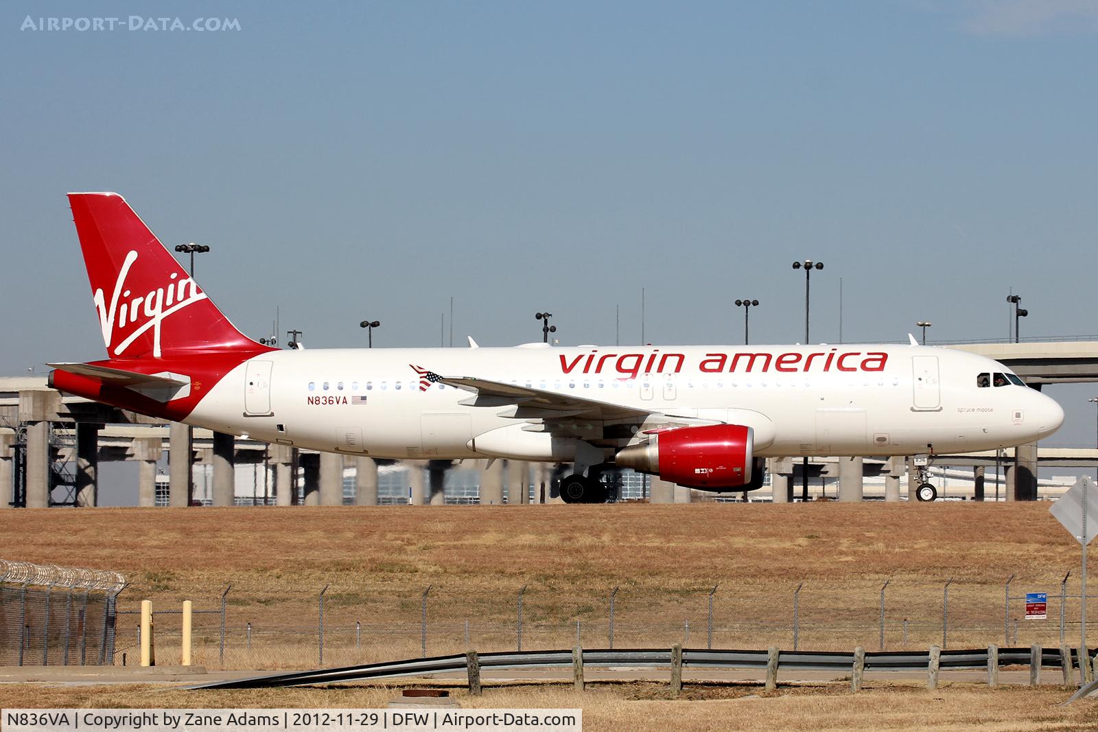 N836VA, 2010 Airbus A320-214 C/N 4480, Virgin America at DFW Airport