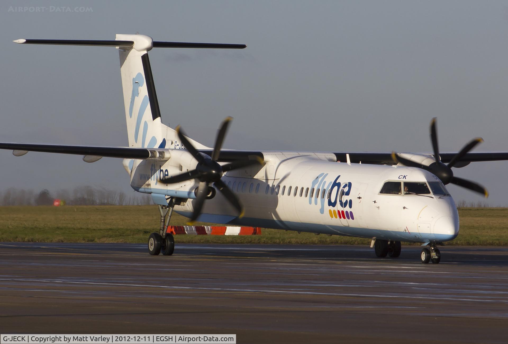 G-JECK, 2005 De Havilland Canada DHC-8-402Q Dash 8 C/N 4113, About to depart EGSH.