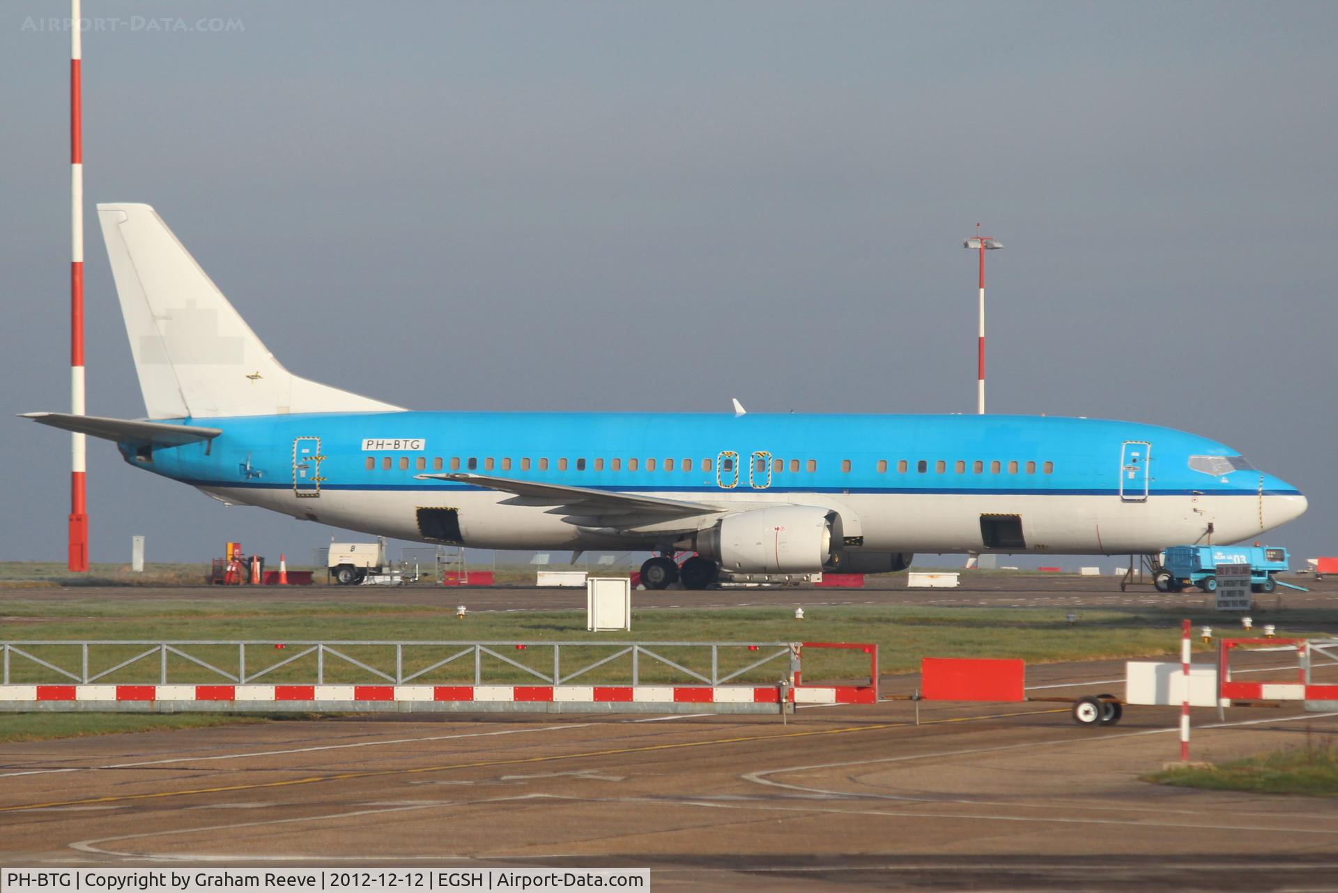 PH-BTG, 1994 Boeing 737-406 C/N 27233, Parked in the sun at Norwich with KLM markings removed.