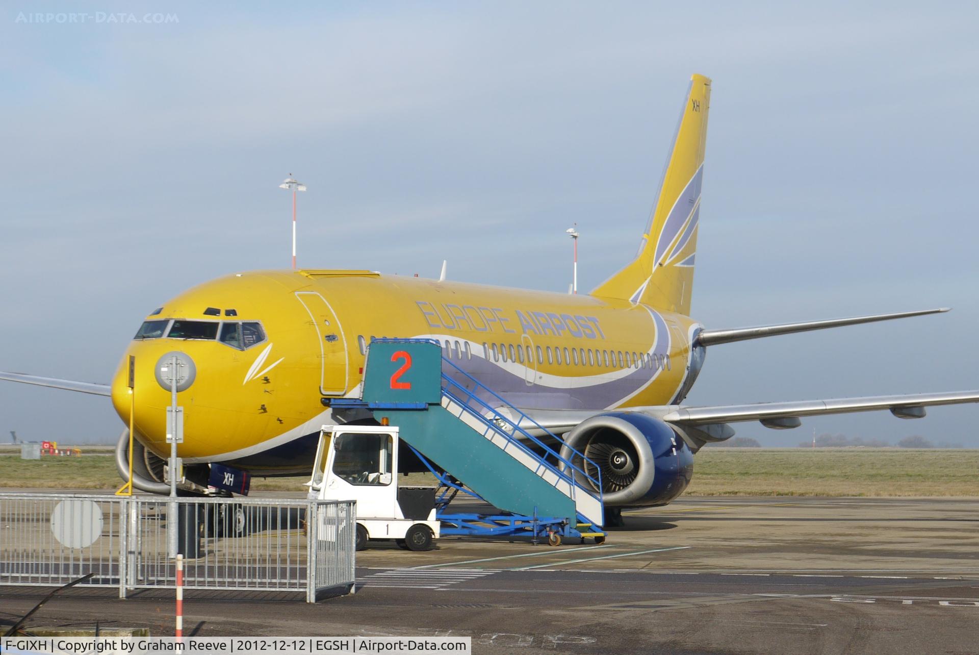 F-GIXH, 1987 Boeing 737-353 C/N 23788, Parked on stand at Norwich.
