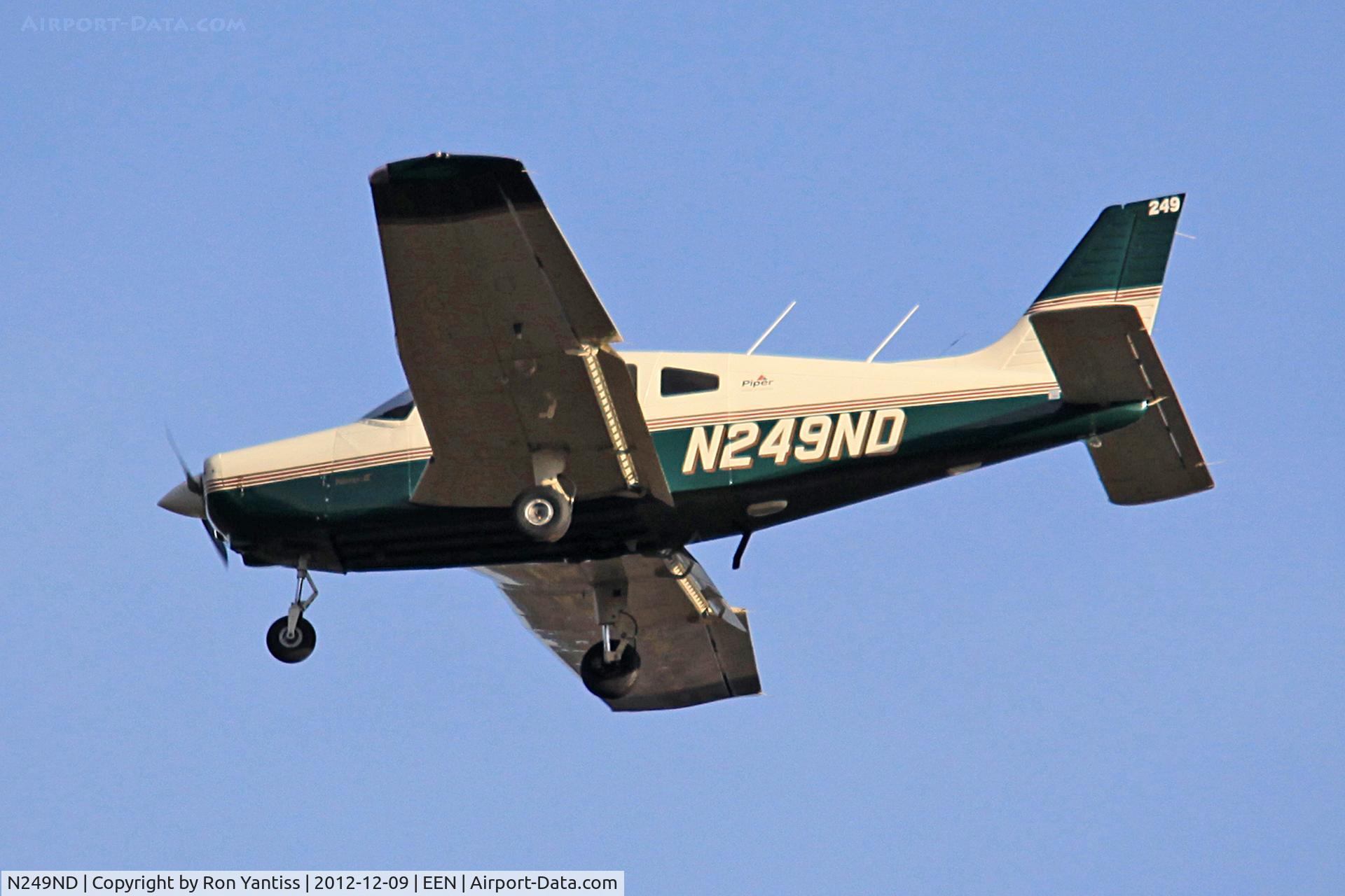 N249ND, 1999 Piper PA-28-161 C/N 2842059, Final on the ILS for runway 02, Dillant-Hopkins Airport, Keene, NH