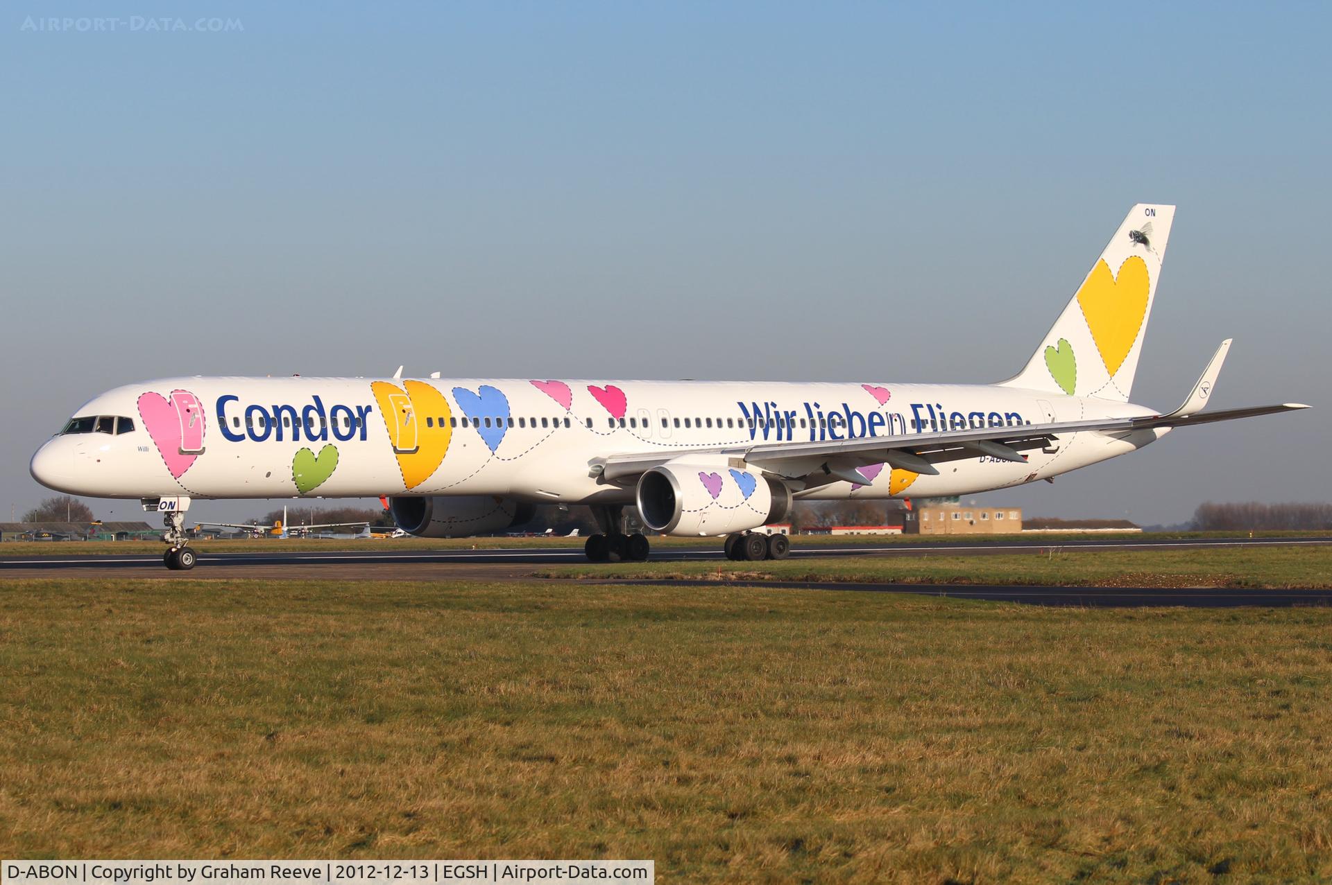 D-ABON, 2000 Boeing 757-330 C/N 29023, About to depart.