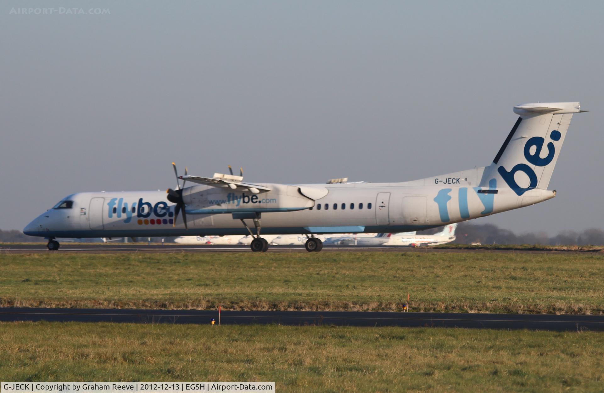 G-JECK, 2005 De Havilland Canada DHC-8-402Q Dash 8 C/N 4113, About to turn onto the runway