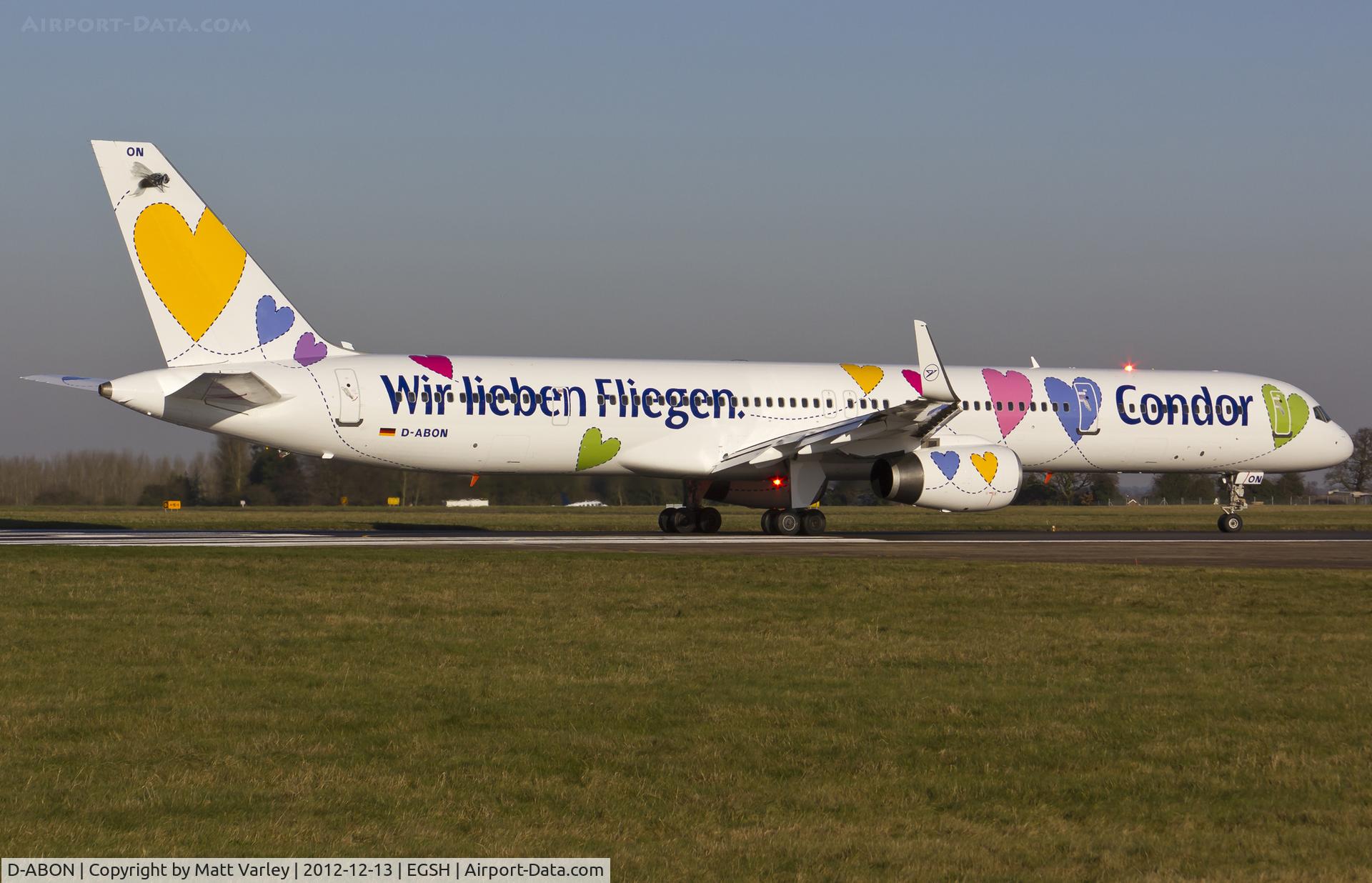 D-ABON, 2000 Boeing 757-330 C/N 29023, About to depart NWI after re-spray by Air Livery.