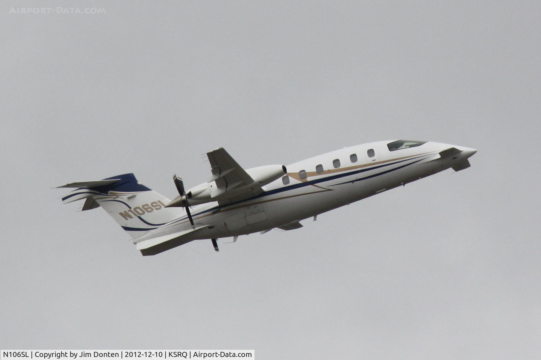 N106SL, 2003 Piaggio P-180 Avanti C/N 1070, Avanti Air 106 (N106SL) departs Sarasota-Bradenton International Airport enroute to Cuyahoga County Airport