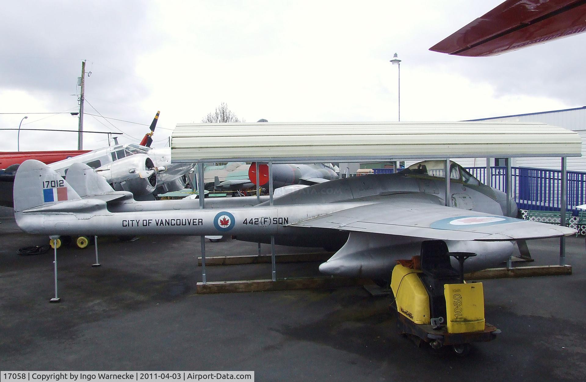 17058, De Havilland DH-100 Vampire F.3 C/N EEP42376, De Havilland D.H.100 Vampire F3 at the Canadian Museum of Flight, Langley BC