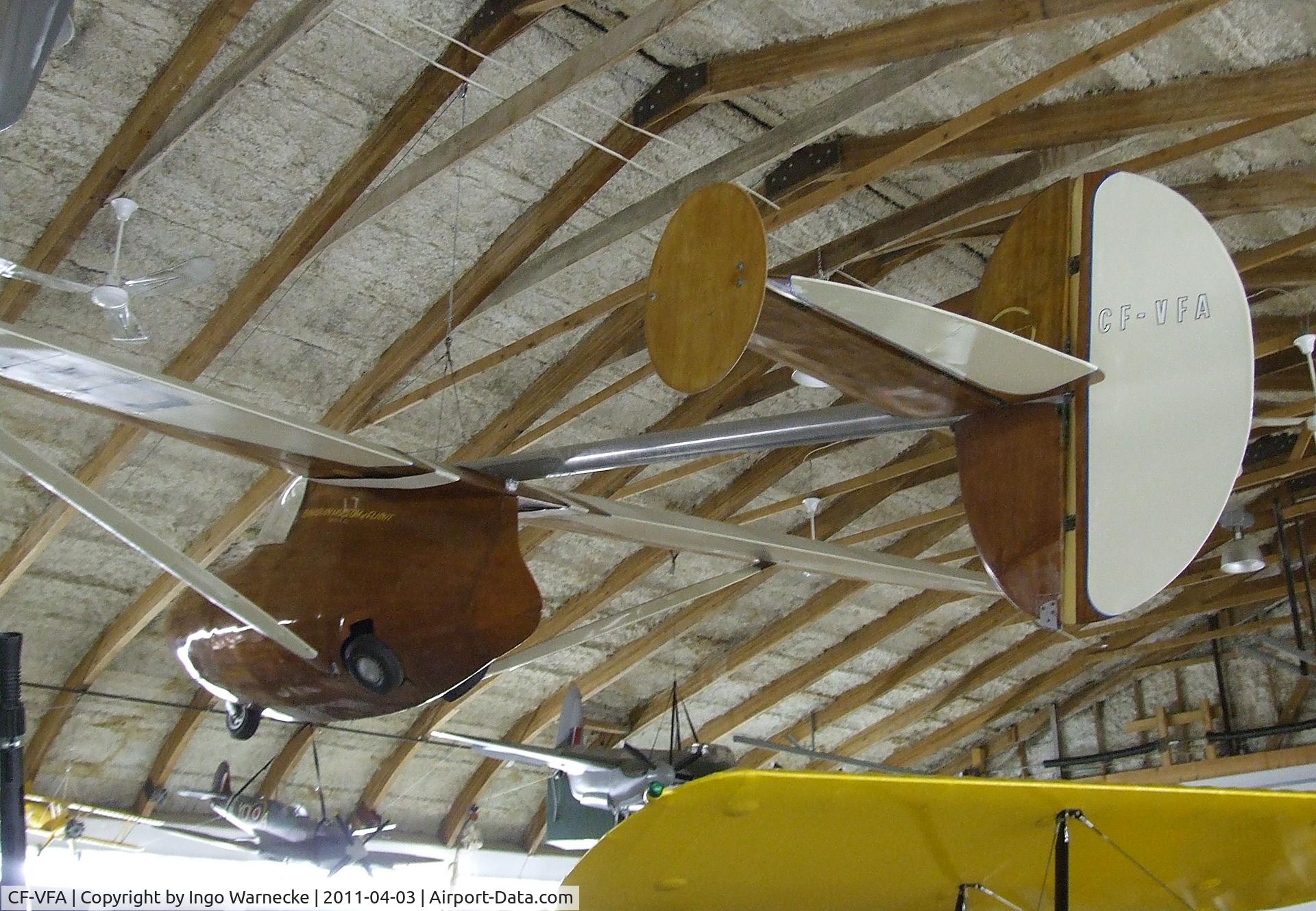 CF-VFA, 1946 Nelson BB-1 C/N 506, Nelson / Bowlus Dragonfly / BB-1 Bumblebee (engine with pusher propeller removed and faired over) at the Canadian Museum of Flight, Langley BC