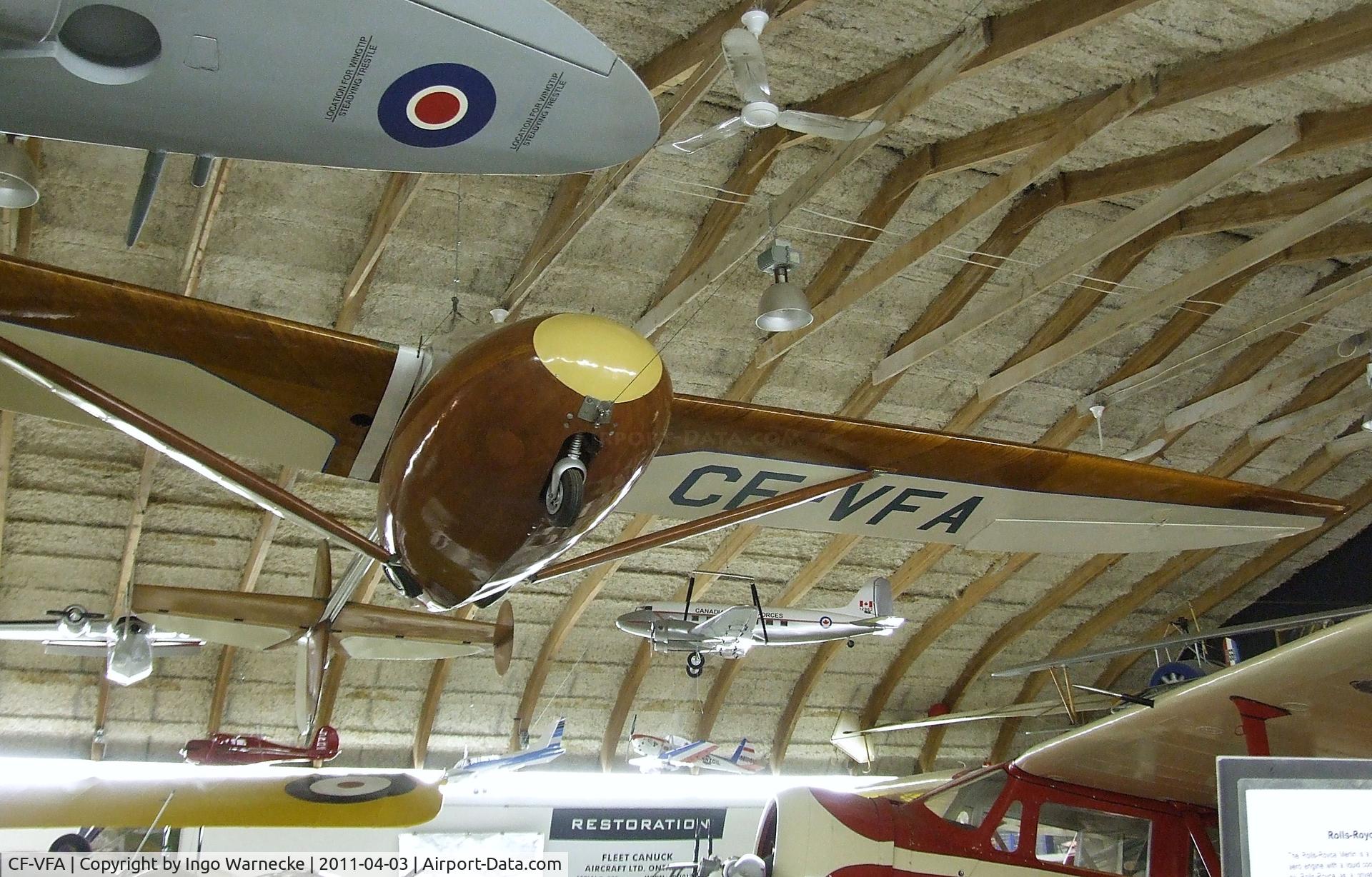 CF-VFA, 1946 Nelson BB-1 C/N 506, Nelson / Bowlus Dragonfly / BB-1 Bumblebee (engine with pusher propeller removed and faired over) at the Canadian Museum of Flight, Langley BC