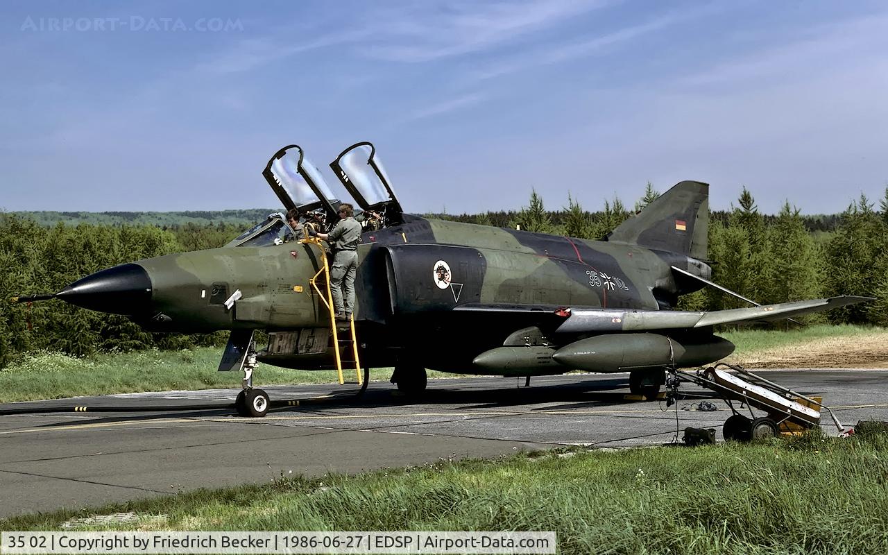 35 02, 1969 McDonnell Douglas RF-4E Phantom II C/N 3872, transient at Fliegerhorst Pferdsfeld