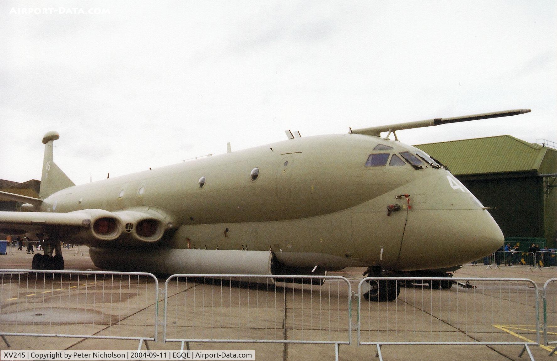 XV245, 1971 Hawker Siddeley Nimrod MR.1 (HS-801) C/N 8020, Nimrod MR.2 of the Kinloss Maritime Wing on display at the 2004 RAF Leuchars Airshow.