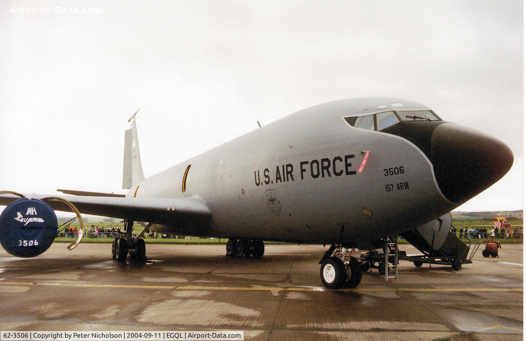 62-3506, 1962 Boeing KC-135R Stratotanker C/N 18489, KC-135R Stratotanker, callsign Pack 99, of the 133rd Air Refuelling Squadron New Hampshire Air National Guard on display at the 2004 RAF Leuchars Airshow.