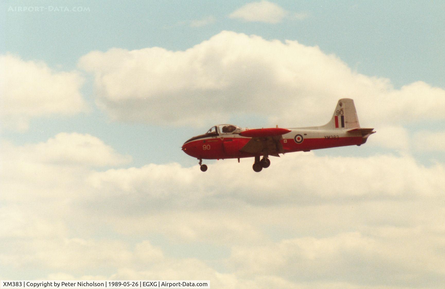 XM383, 1959 Hunting P-84 Jet Provost T.3A C/N PAC/W/6610, Jet Provost T.3A of 7 Flying Training School on final approach to RAF Church Fenton in May 1989.