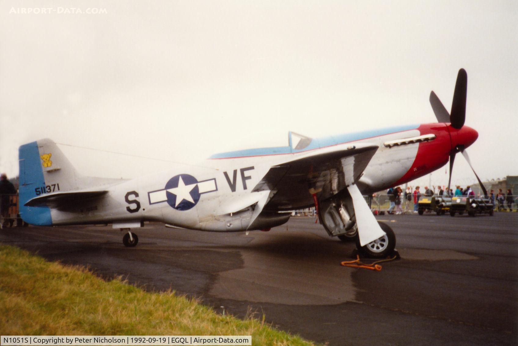 N1051S, 1963 North American P-51D Mustang C/N 124-48124 (45-11371), P-51D Mustang Sunny VIII on display at the 1992 RAF Leuchars Airshow.