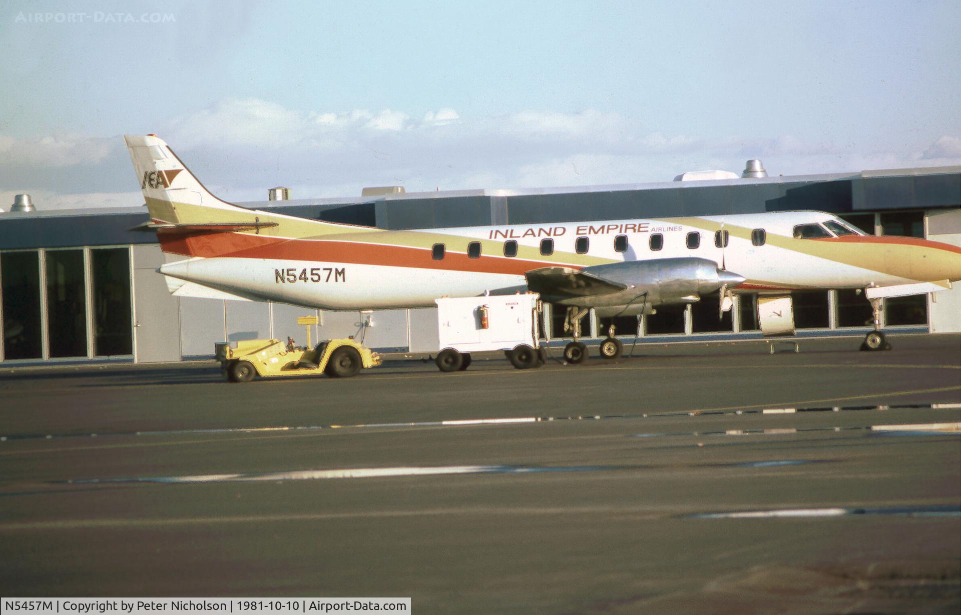 N5457M, 1978 Swearingen SA-226TC Merlin II C/N TC-253, Metro II of Inland Empire Airlines seen in October 1981.