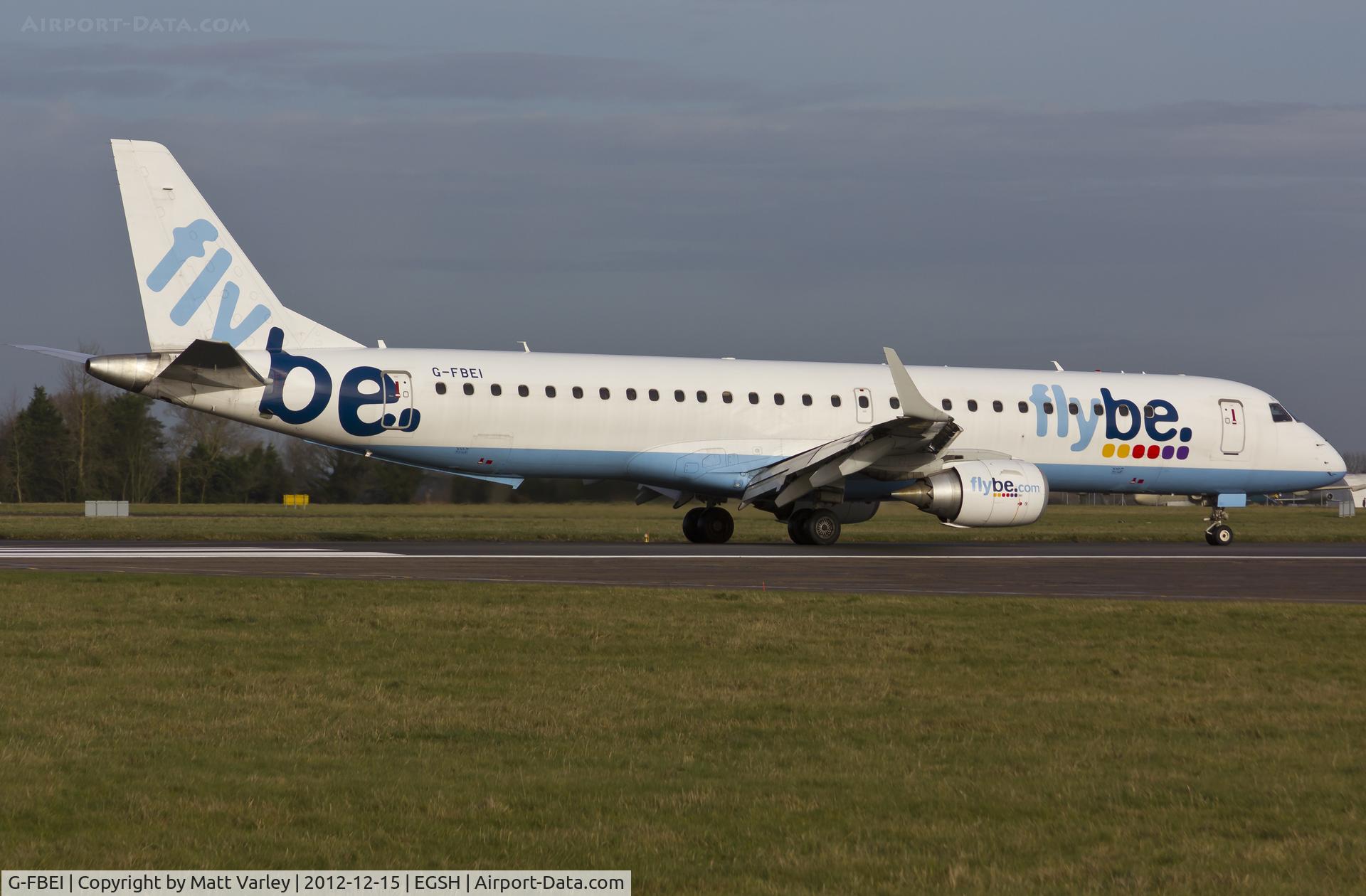 G-FBEI, 2007 Embraer 195LR (ERJ-190-200LR) C/N 19000143, Arriving at EGSH.