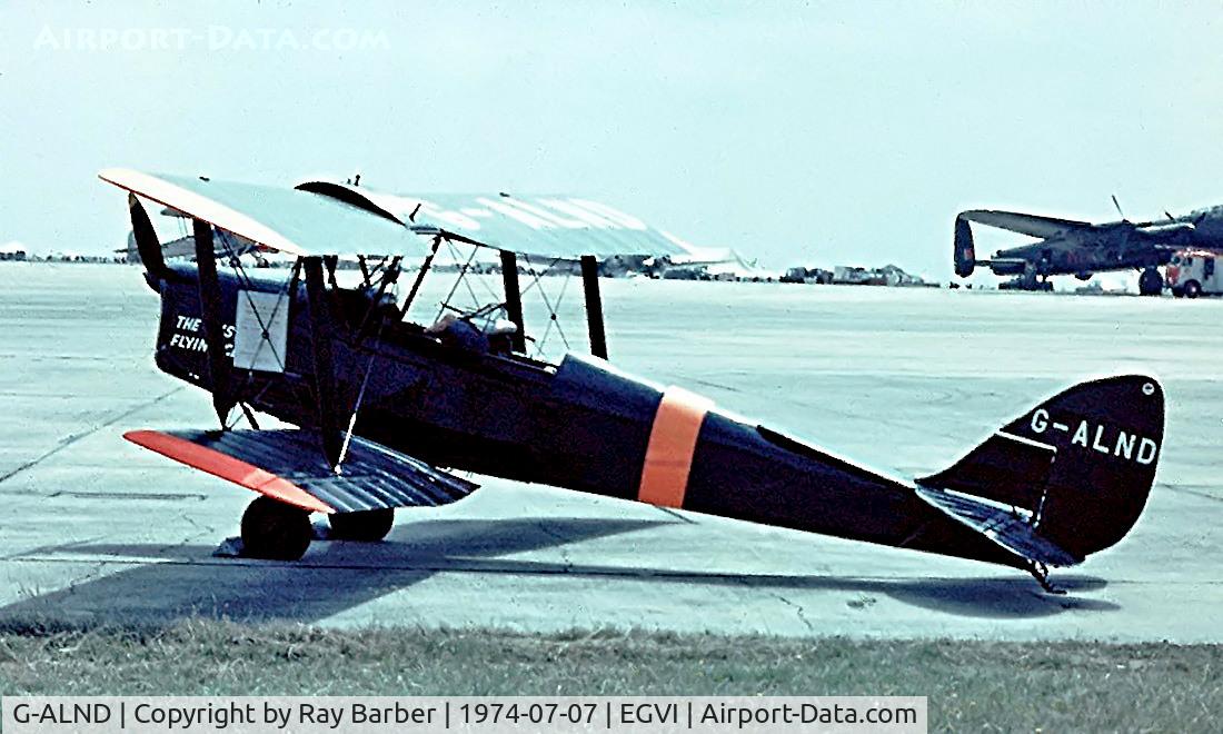 G-ALND, 1939 De Havilland DH-82A Tiger Moth II C/N 82308, De Havilland DH.82A Tiger Moth [82308] Greenham Common~G 07/07/74. Image taken from a slide.